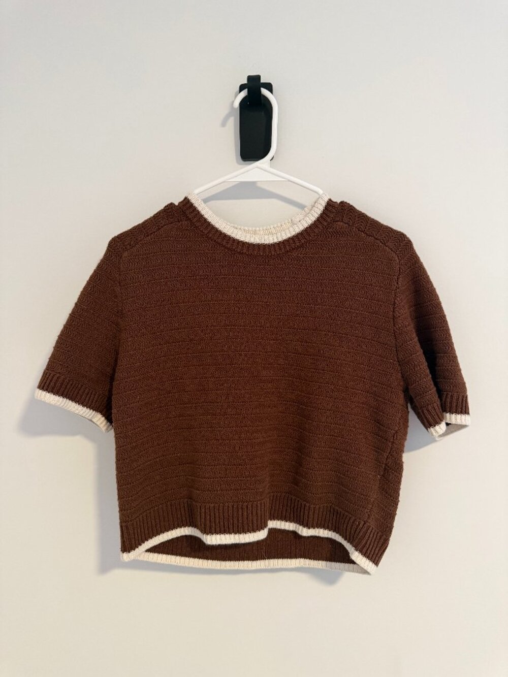 Abercrombie Brown Contrast Trim Crop Sweater XS